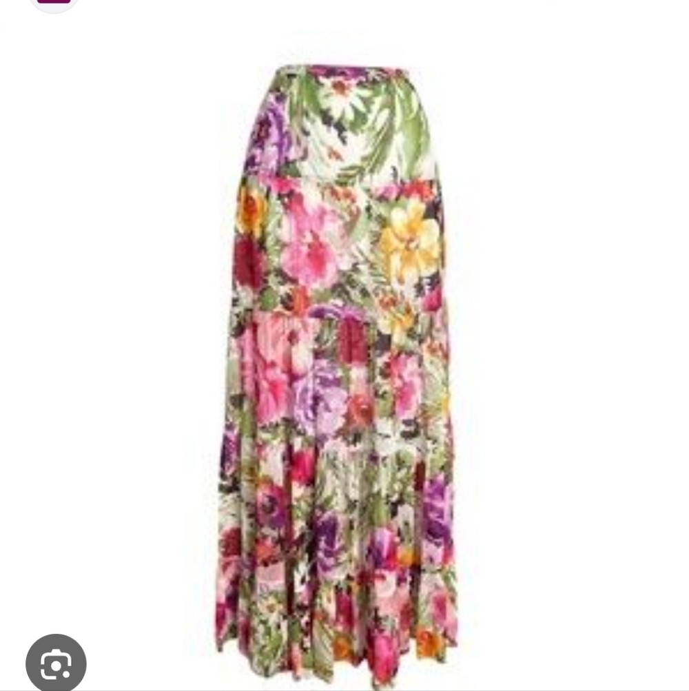 Jones New York Silk Floral Tiered Maxi Spring Perfection Size 14